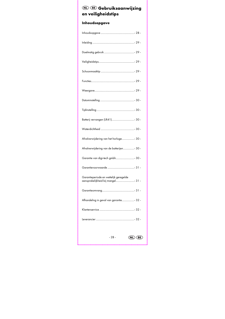 Gebruiksaanwijzing en veiligheidstips | Auriol 2-LD3614-8 User Manual | Page 30 / 41