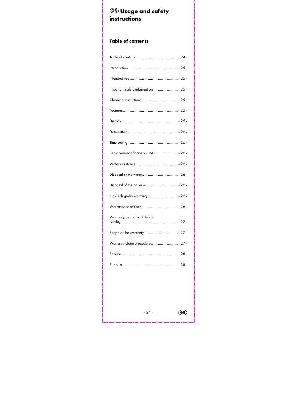 Usage and safety instructions | Auriol 2-LD3614-8 User Manual | Page 26 / 31