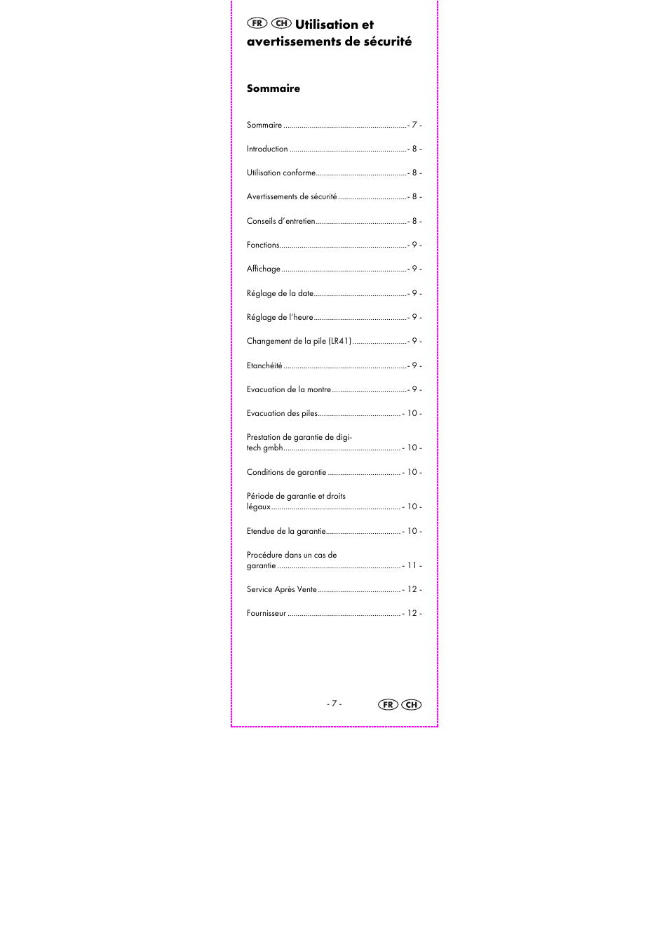 Utilisation et avertissements de sécurité | Auriol 2-LD3614-8 User Manual | Page 9 / 31