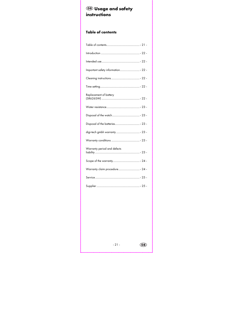 Usage and safety instructions | Auriol 2-LD3614-1-7 User Manual | Page 23 / 28
