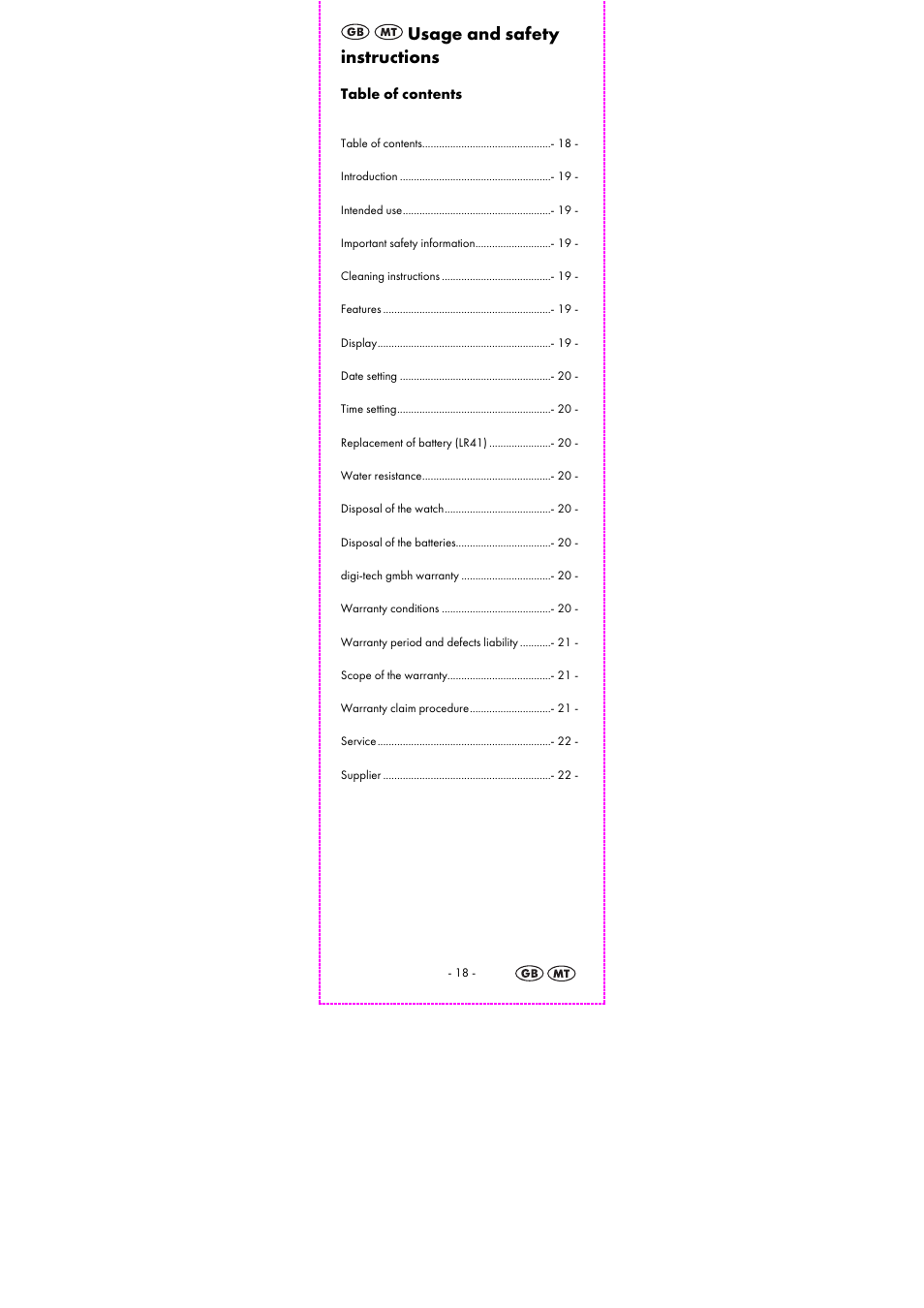 Usage and safety instructions | Auriol 2-LD3614-8 User Manual | Page 20 / 31