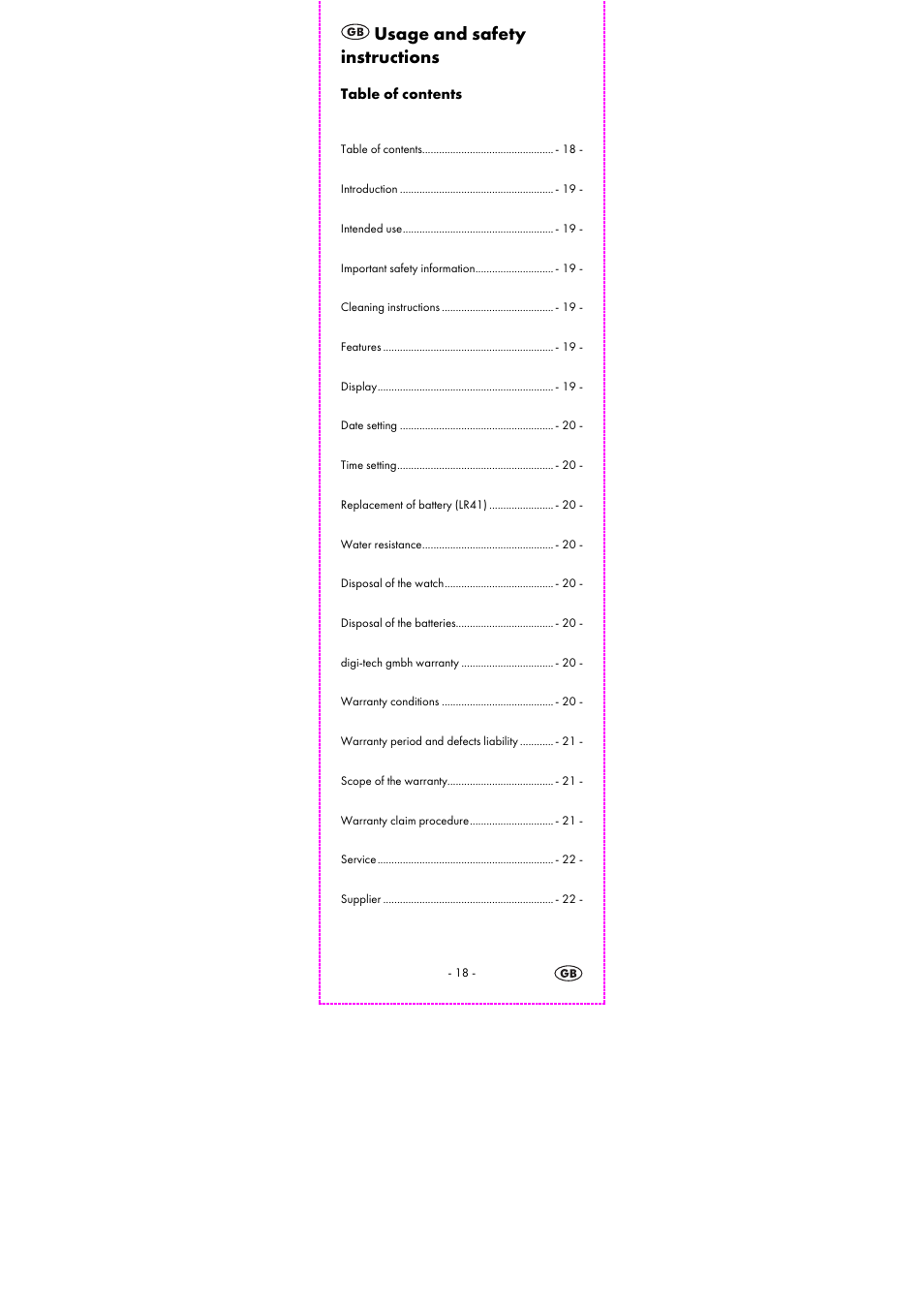 Usage and safety instructions | Auriol 2-LD3614-8 User Manual | Page 20 / 25