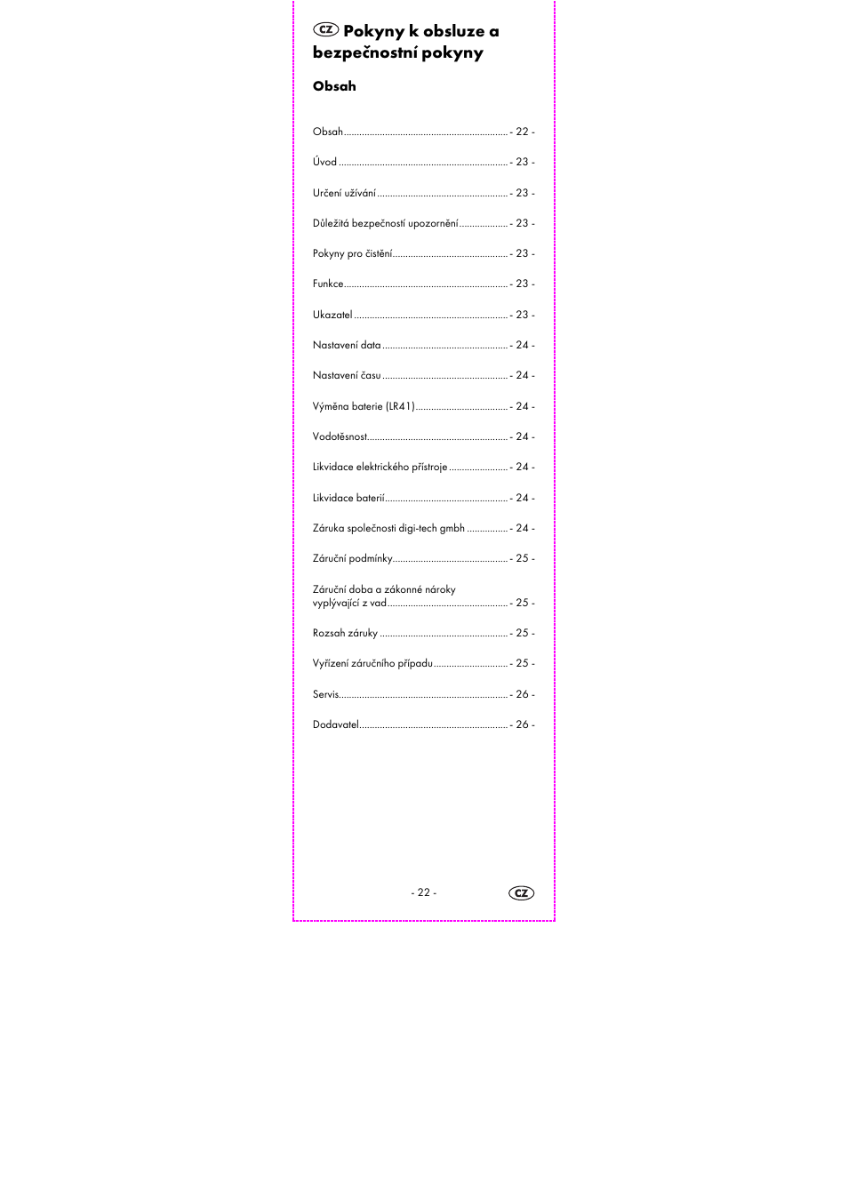 Pokyny k obsluze a bezpečnostní pokyny | Auriol 2-LD3614-8 User Manual | Page 24 / 40