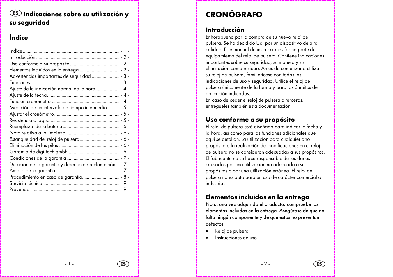 Cronógrafo | Auriol 2-LD3564 User Manual | Page 2 / 15