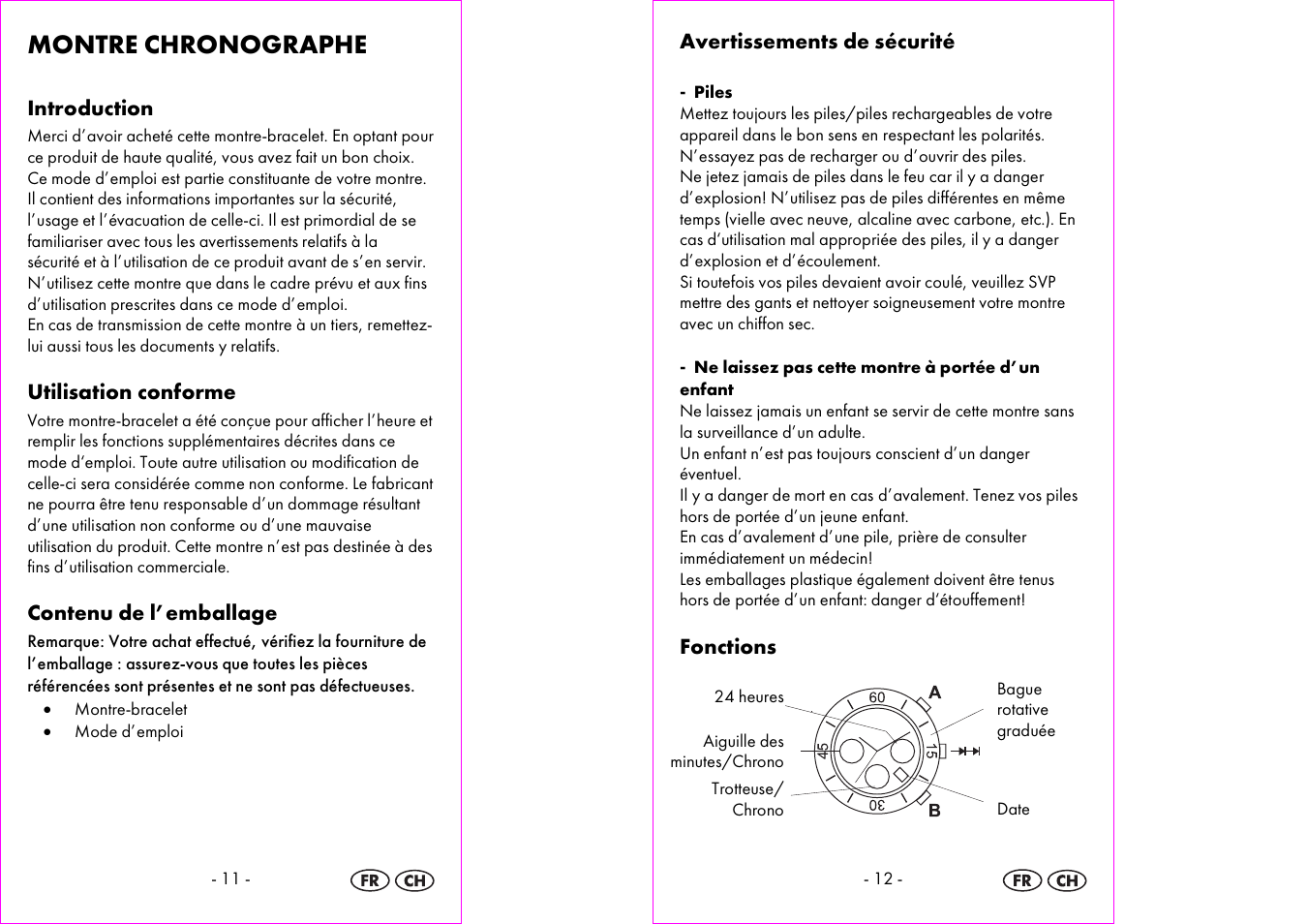 Montre chronographe | Auriol 2-LD3564 User Manual | Page 7 / 20