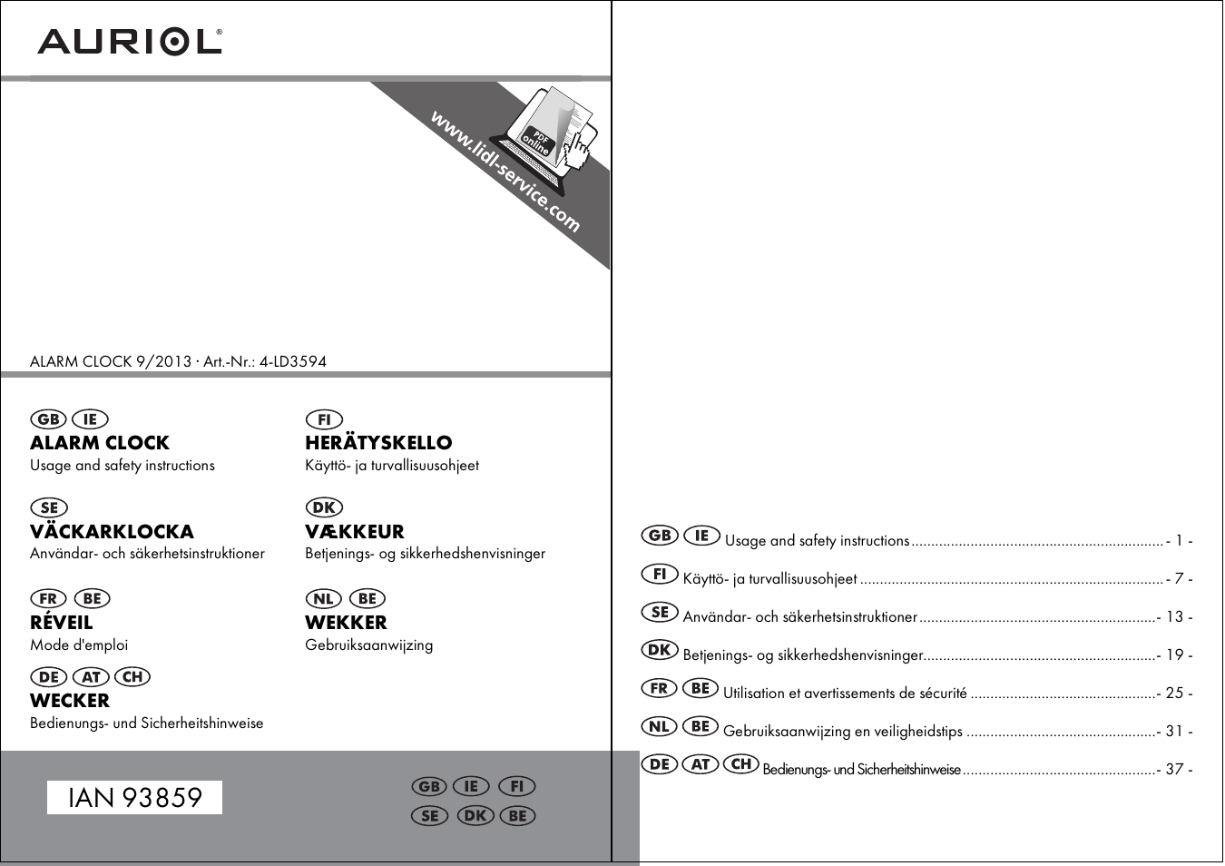 Auriol 4-LD3594 User Manual | 23 pages