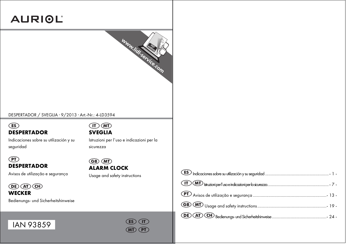 Auriol 4-LD3594 User Manual | 16 pages