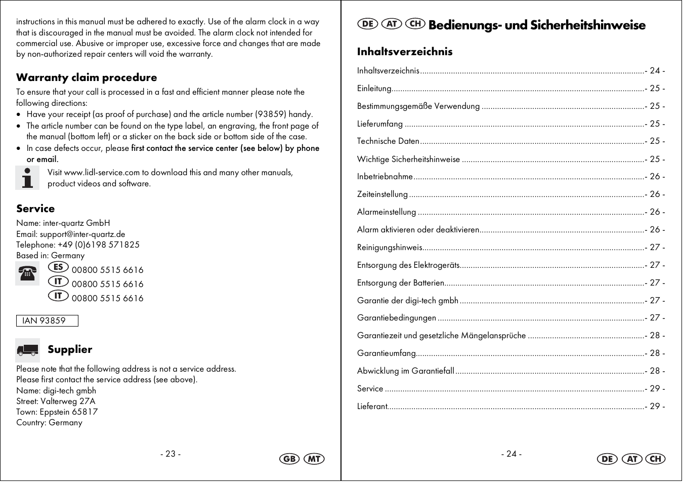 Bedienungs- und sicherheitshinweise | Auriol 4-LD3594 User Manual | Page 13 / 16