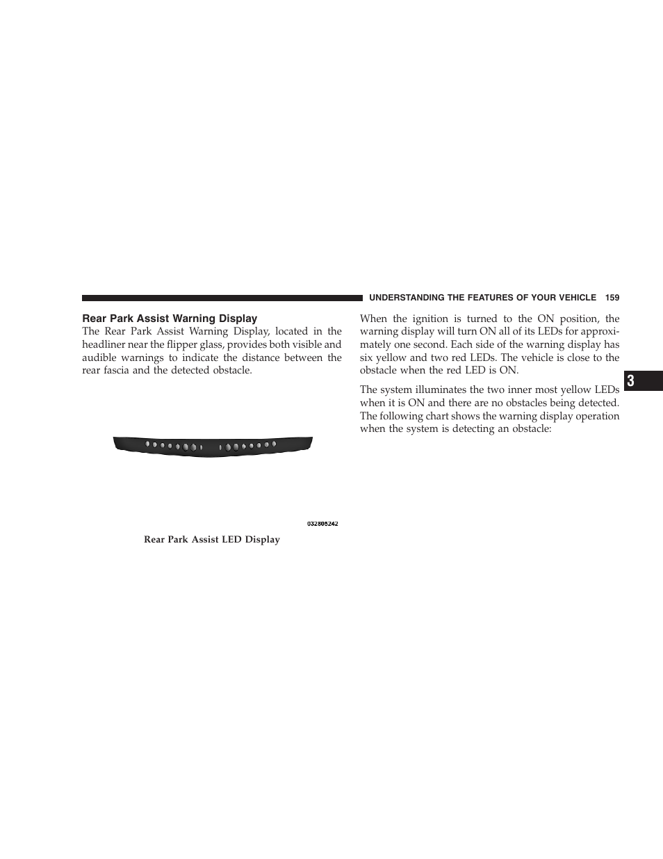 Rear park assist warning display | Dodge 2009 Durango User Manual | Page 161 / 498