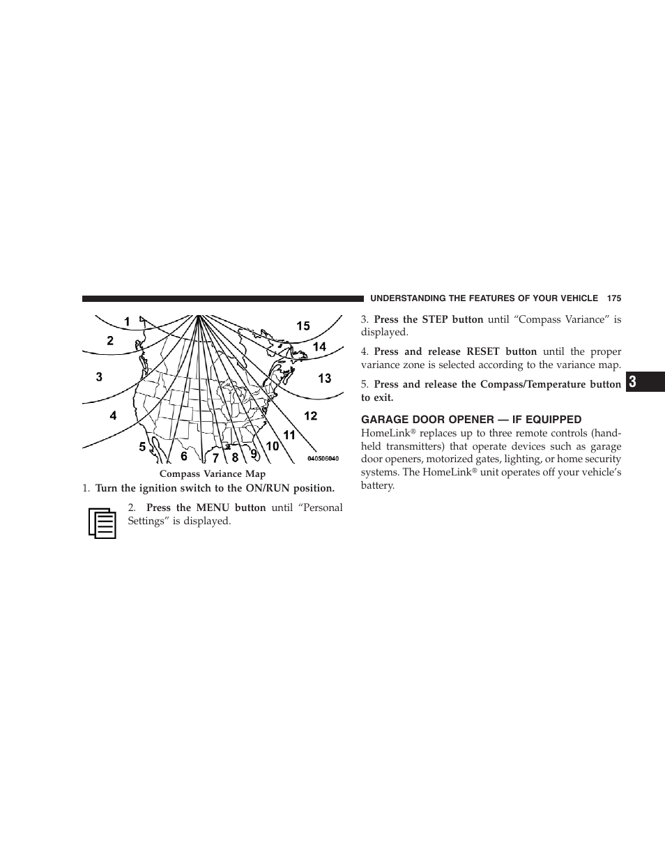 Garage door opener - if equipped | Dodge 2009 Durango User Manual | Page 177 / 498