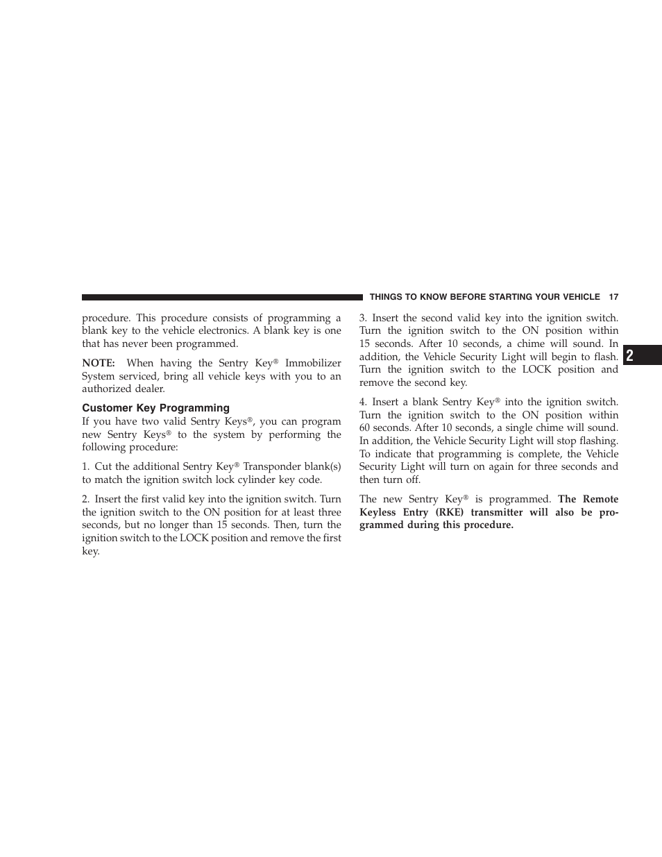 Customer key programming | Dodge 2009 Durango User Manual | Page 19 / 498