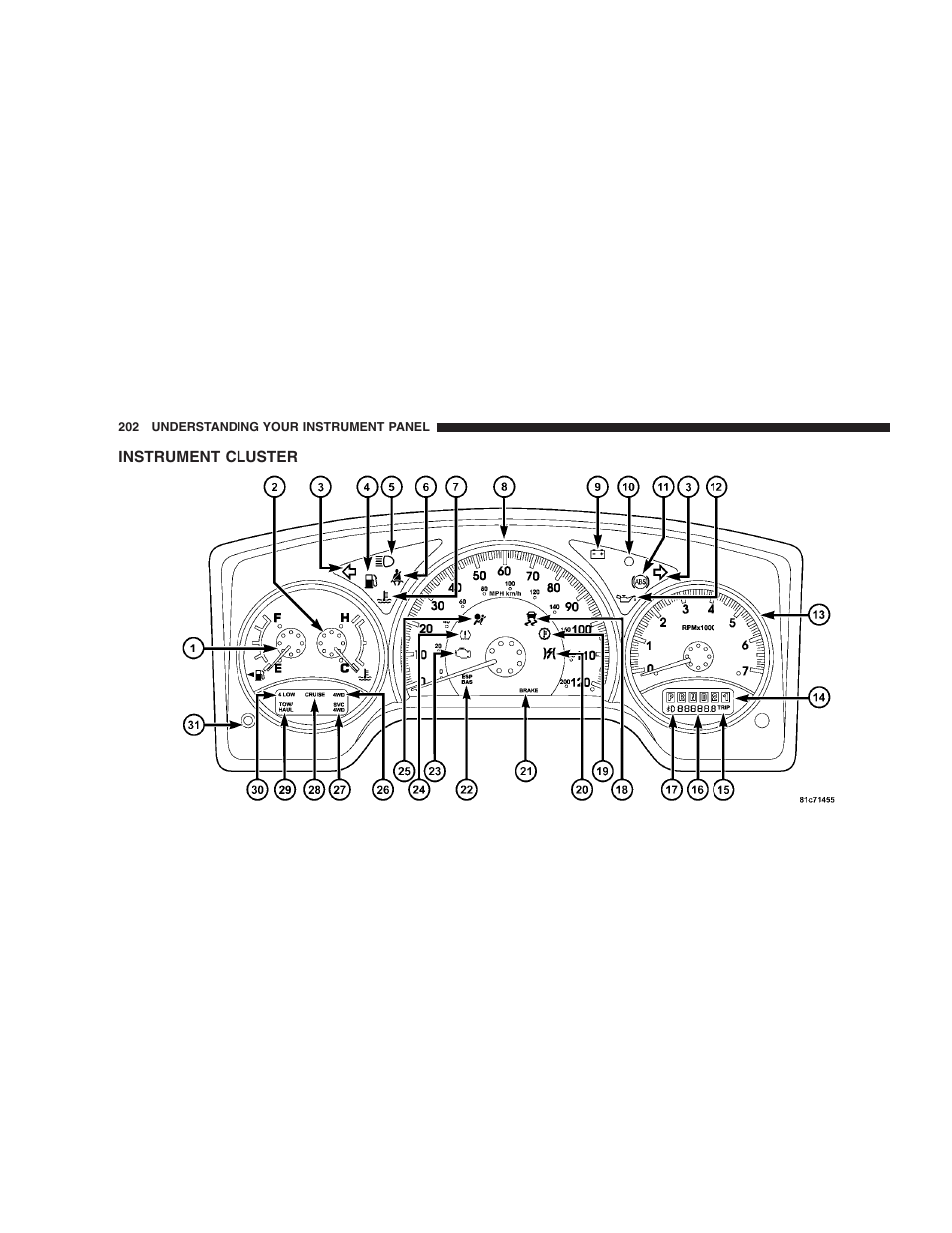 Instrument cluster | Dodge 2009 Durango User Manual | Page 204 / 498