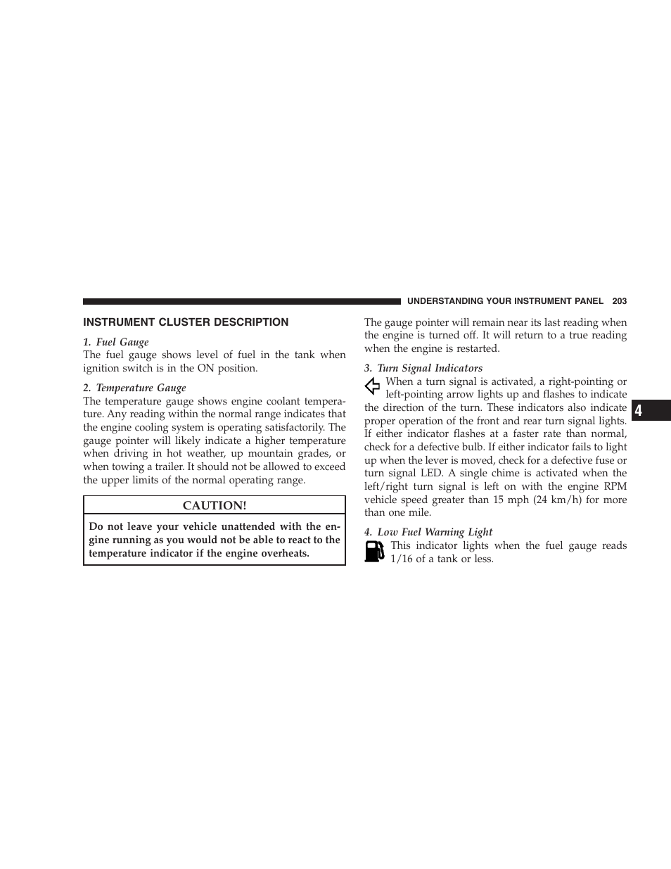 Instrument cluster description | Dodge 2009 Durango User Manual | Page 205 / 498