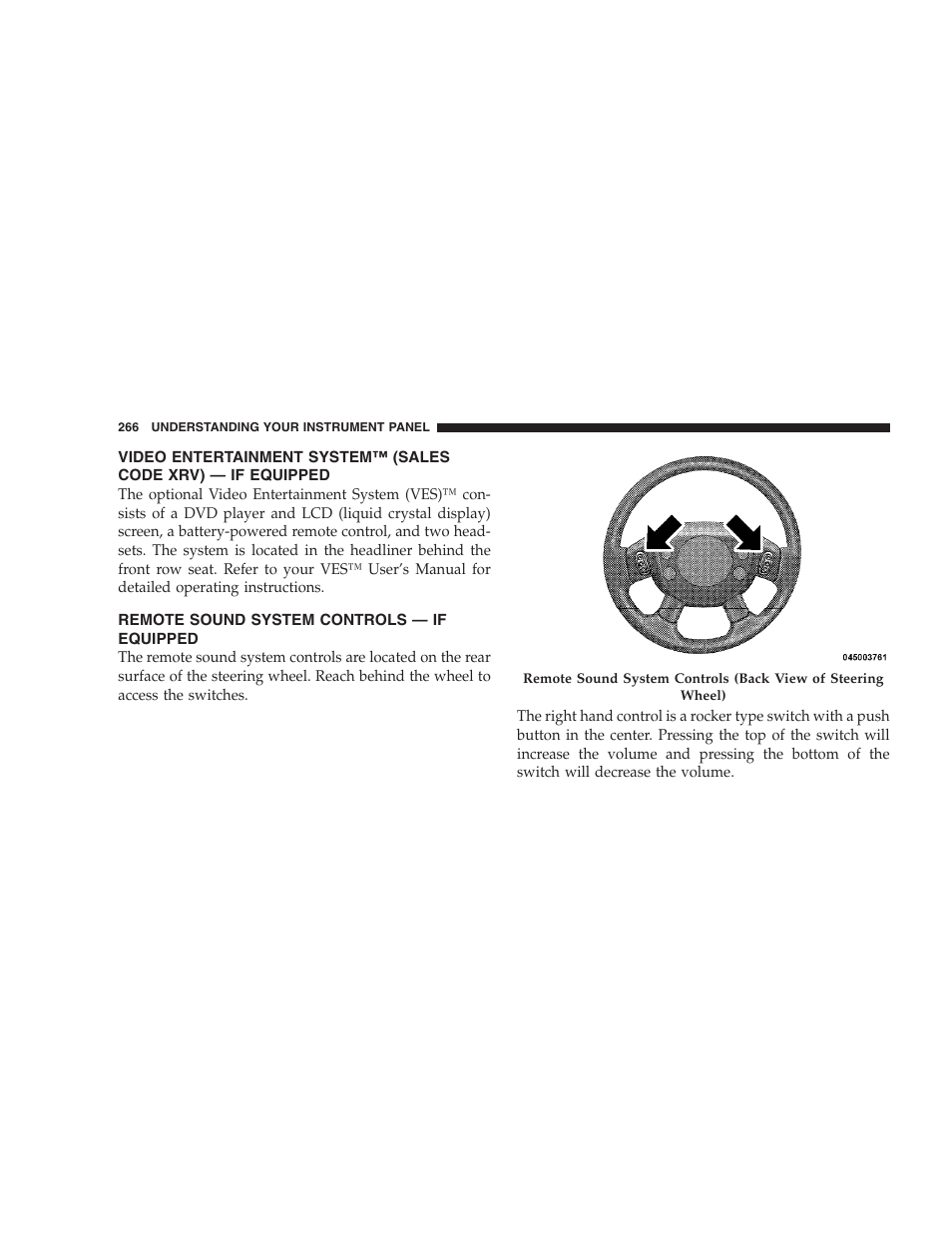 Remote sound system controls - if equipped | Dodge 2009 Durango User Manual | Page 268 / 498