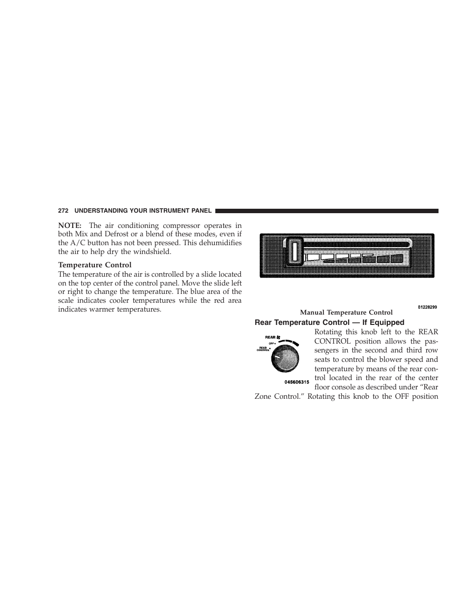 Rear temperature control - if equipped | Dodge 2009 Durango User Manual | Page 274 / 498