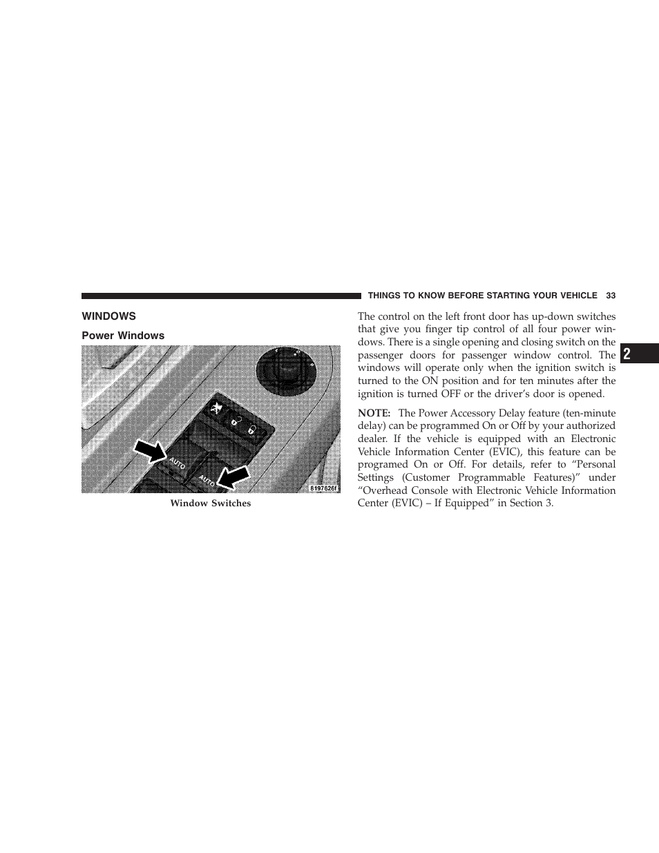 Power windows | Dodge 2009 Durango User Manual | Page 35 / 498