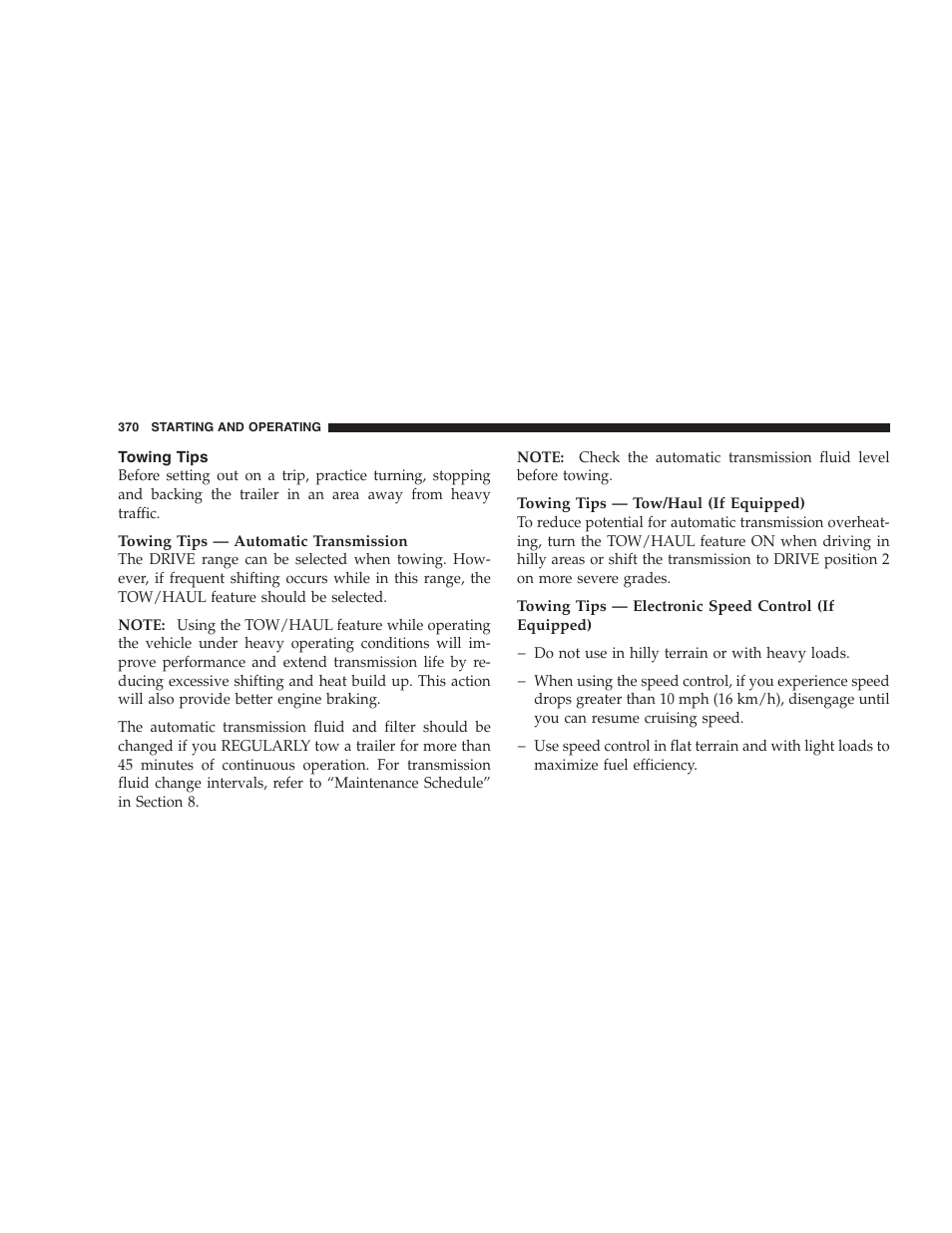 Towing tips | Dodge 2009 Durango User Manual | Page 372 / 498