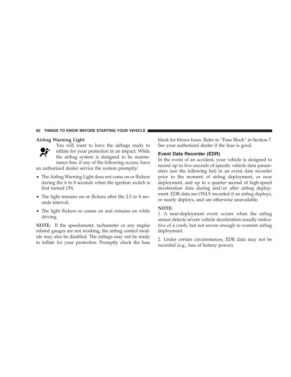 Event data recorder (edr) | Dodge 2009 Durango User Manual | Page 62 / 498