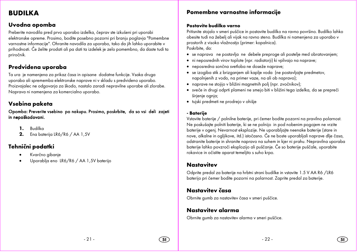 Budilka | Auriol 4-LD3594 User Manual | Page 12 / 24