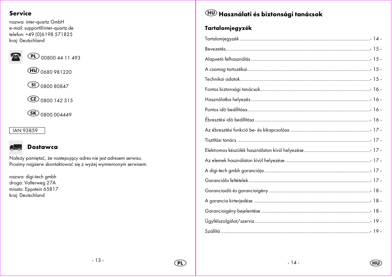 Auriol 4-LD3594 User Manual | Page 8 / 24