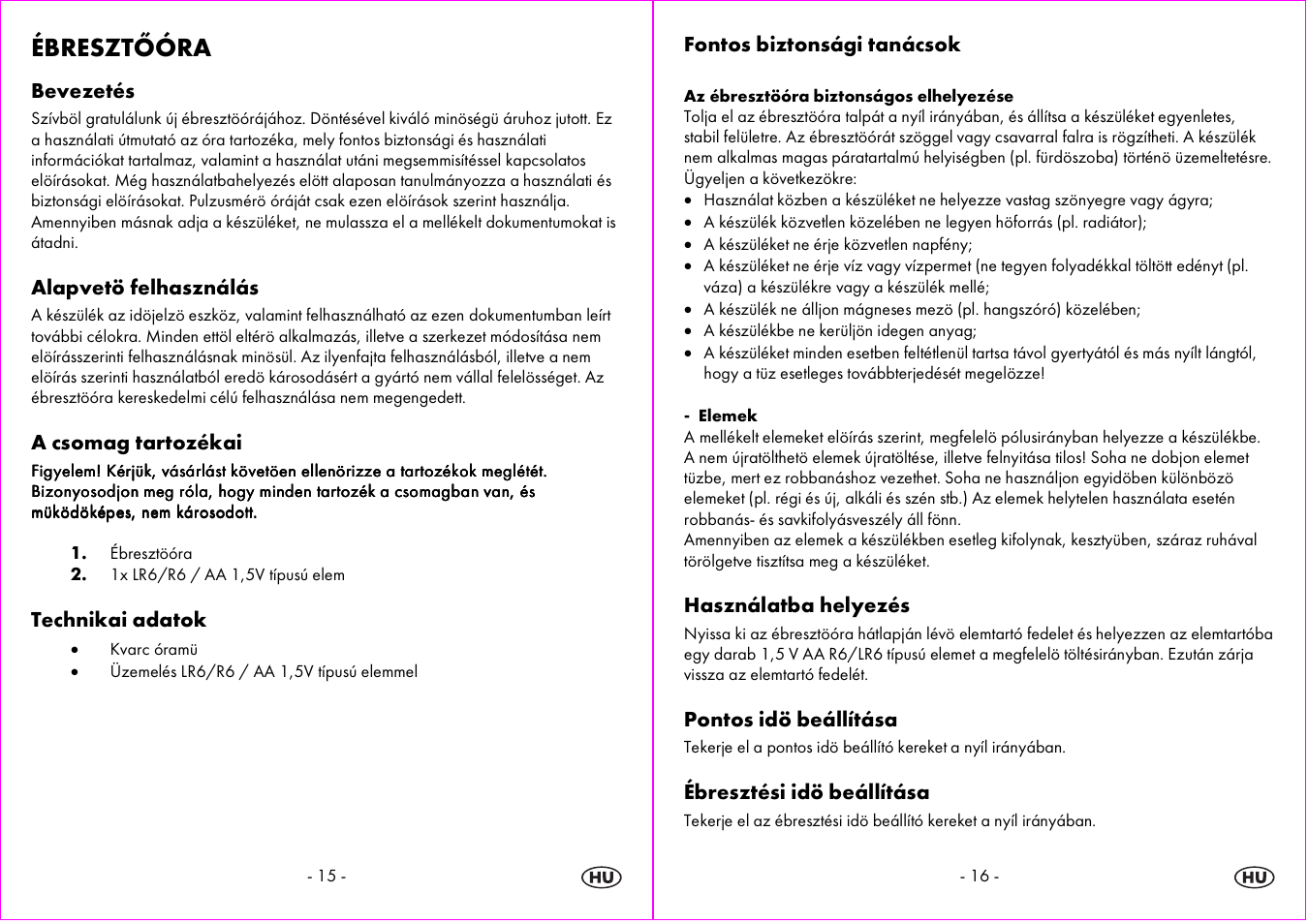 Ébresztőóra | Auriol 4-LD3594 User Manual | Page 9 / 24