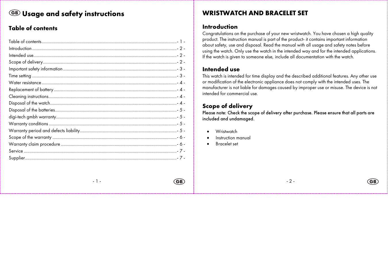 Usage and safety instructions | Auriol 2-LD3574 User Manual | Page 2 / 28
