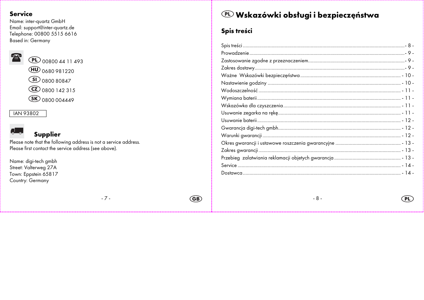Wskazówki obsługi i bezpieczęństwa | Auriol 2-LD3574 User Manual | Page 5 / 28
