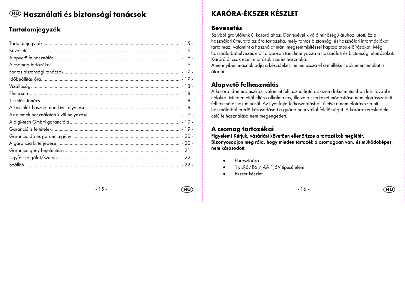 Használati és biztonsági tanácsok | Auriol 2-LD3574 User Manual | Page 9 / 28