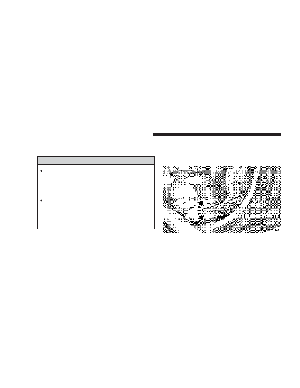 Manual seat height adjustment - if equipped, Manual seat height adjustment — if, Equipped | Dodge 2009 Caliber User Manual | Page 120 / 431