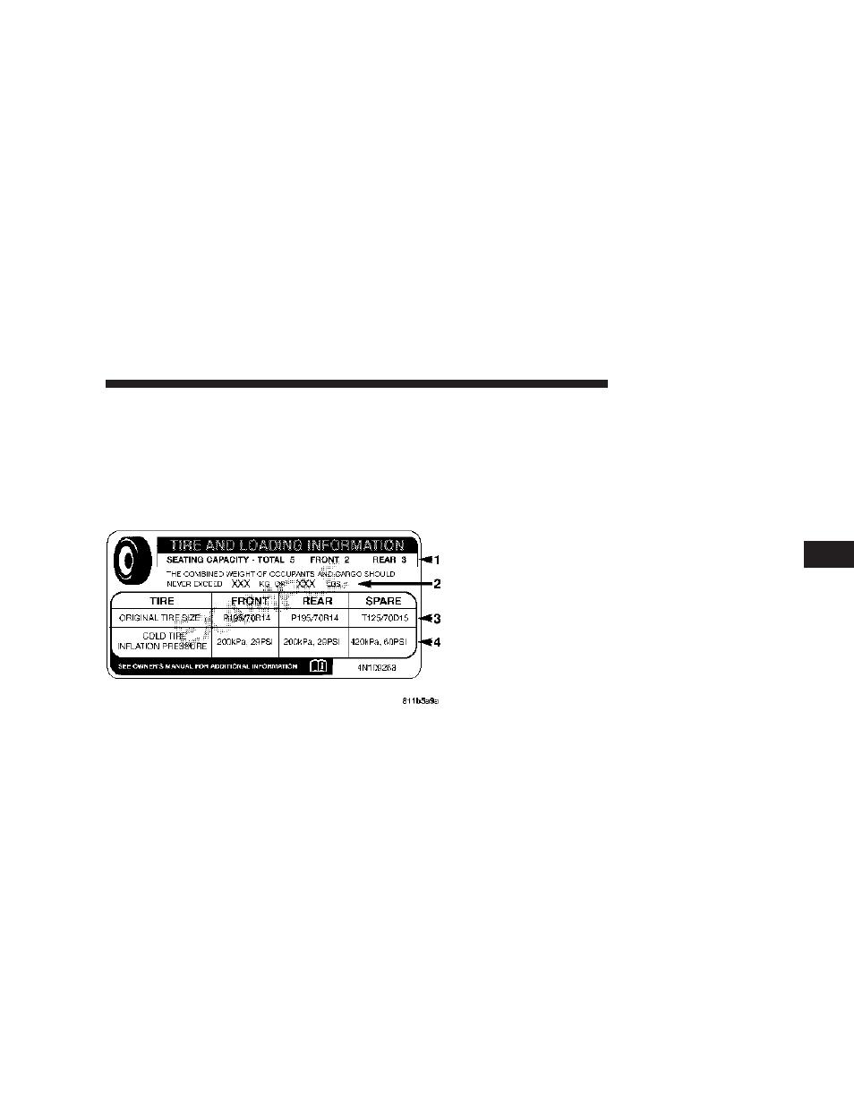 Tire loading and tire pressure | Dodge 2009 Caliber User Manual | Page 281 / 431