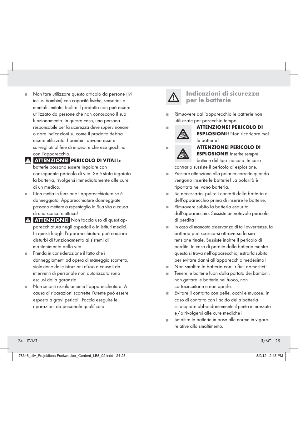 Indicazioni di sicurezza per le batterie | Auriol Z31311 User Manual | Page 14 / 42