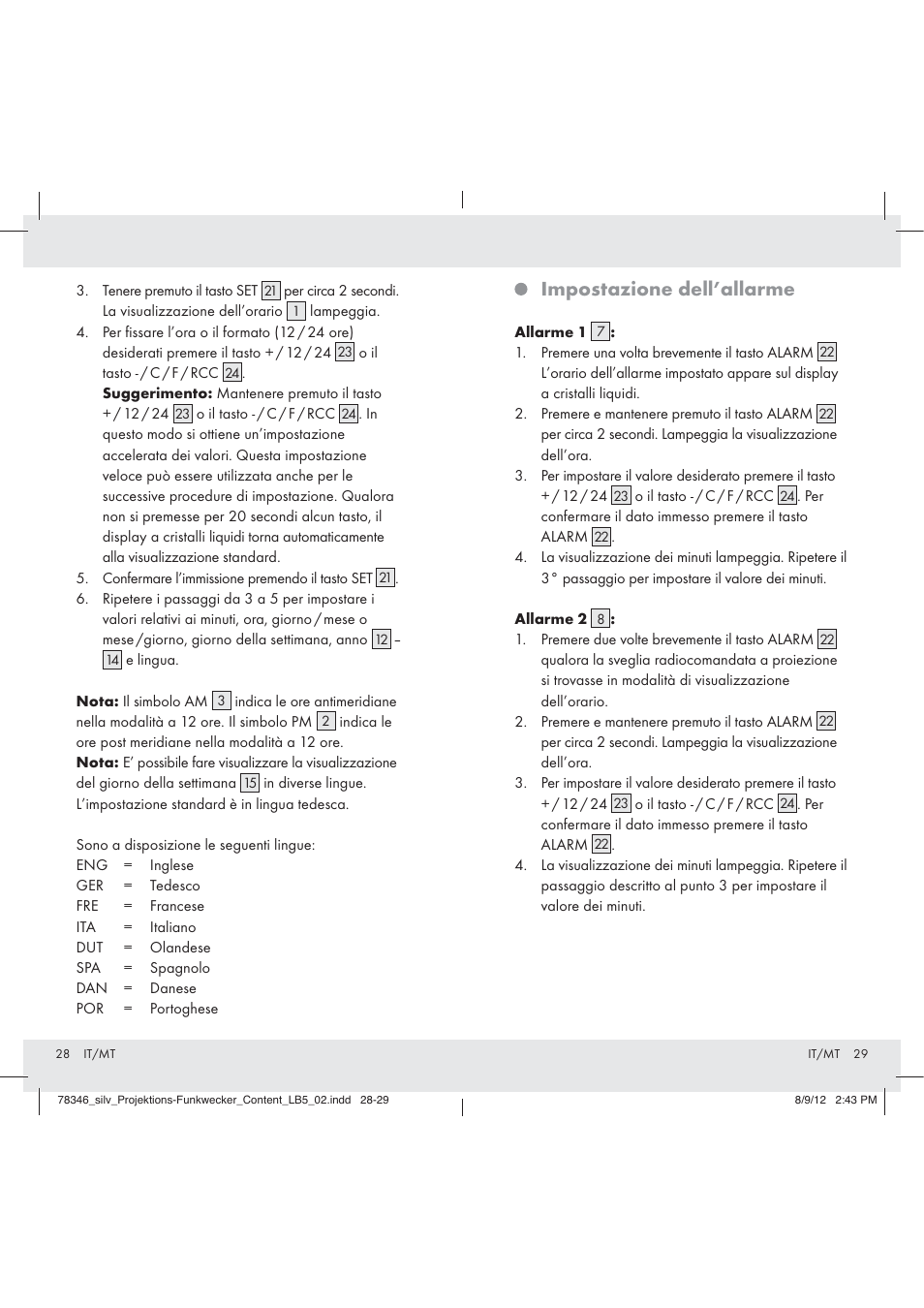 Impostazione dell’allarme | Auriol Z31311 User Manual | Page 16 / 42