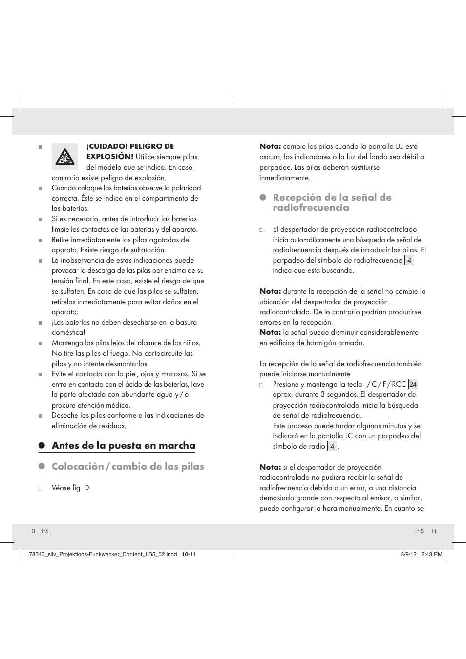 Recepción de la señal de radiofrecuencia | Auriol Z31311 User Manual | Page 7 / 42