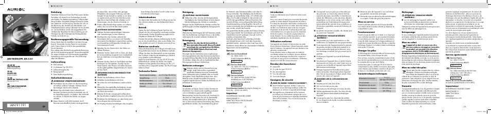 Auriol ATL 5 A1 User Manual | 2 pages