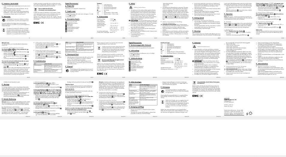 Entsorgung, Fehler beseitigen, Reinigung und pflege | Temperaturspeicher abrufen, Temperaturspeicher löschen, Eiswarner aktivieren / deaktivieren, Uhrzeit einstellen, Celsius / fahrenheit auswählen, Speichermodus (reset) einstellen, Montage | Auriol Z31714 User Manual | Page 2 / 2