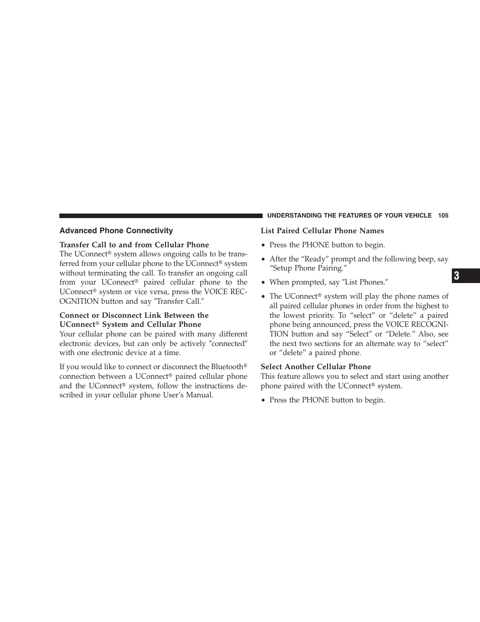 Advanced phone connectivity | Dodge 2009 Nitro User Manual | Page 107 / 459