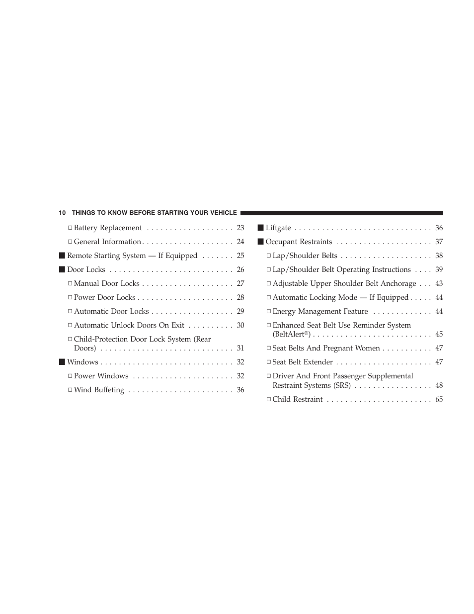 Dodge 2009 Nitro User Manual | Page 12 / 459