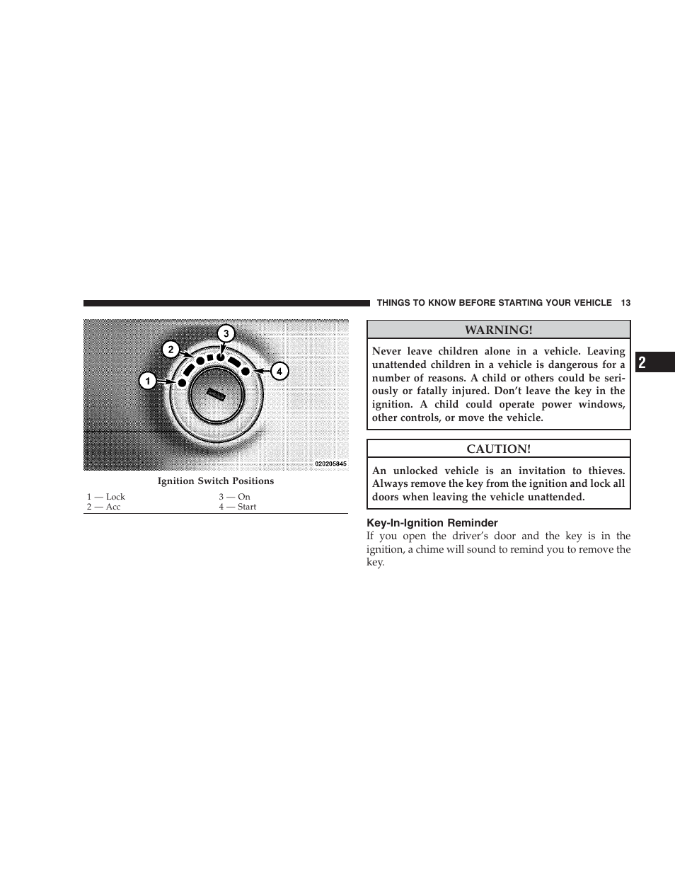 Key-in-ignition reminder | Dodge 2009 Nitro User Manual | Page 15 / 459