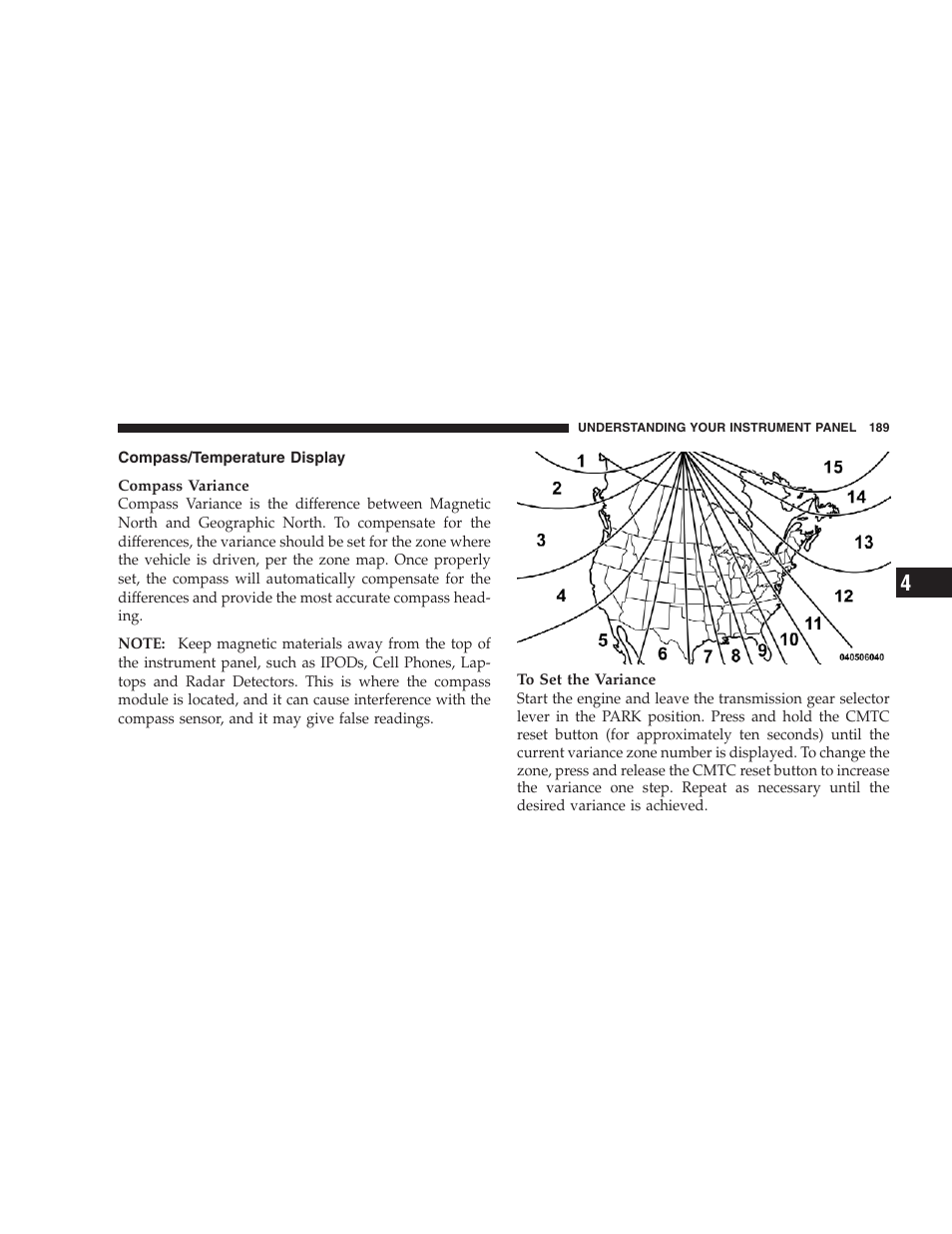 Compass/temperature display | Dodge 2009 Nitro User Manual | Page 191 / 459