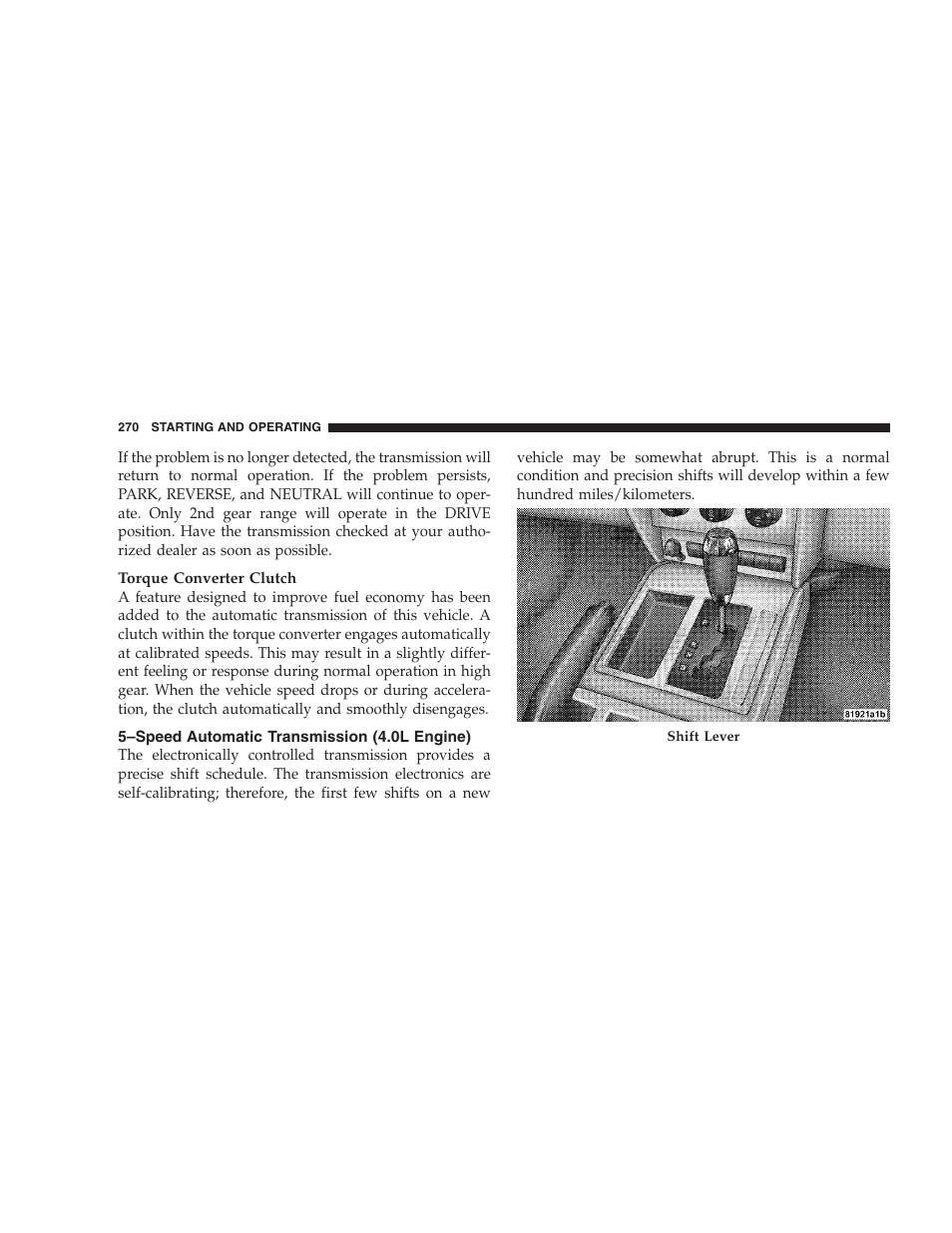 Speed automatic transmission (4.0l engine) | Dodge 2009 Nitro User Manual | Page 272 / 459