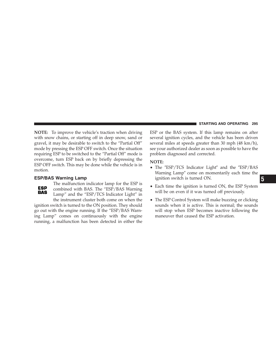 Esp/bas warning lamp | Dodge 2009 Nitro User Manual | Page 297 / 459