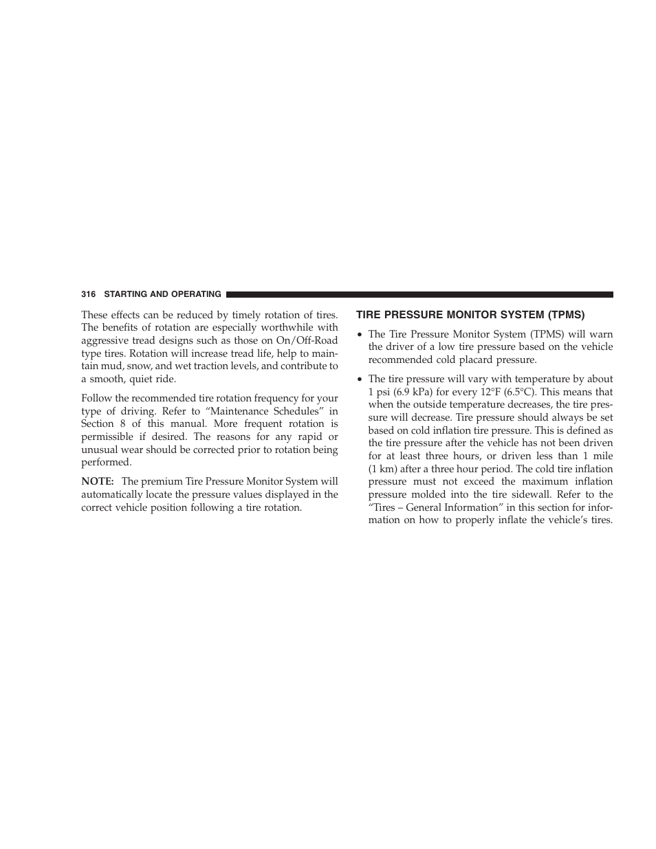 Tire pressure monitor system (tpms) | Dodge 2009 Nitro User Manual | Page 318 / 459