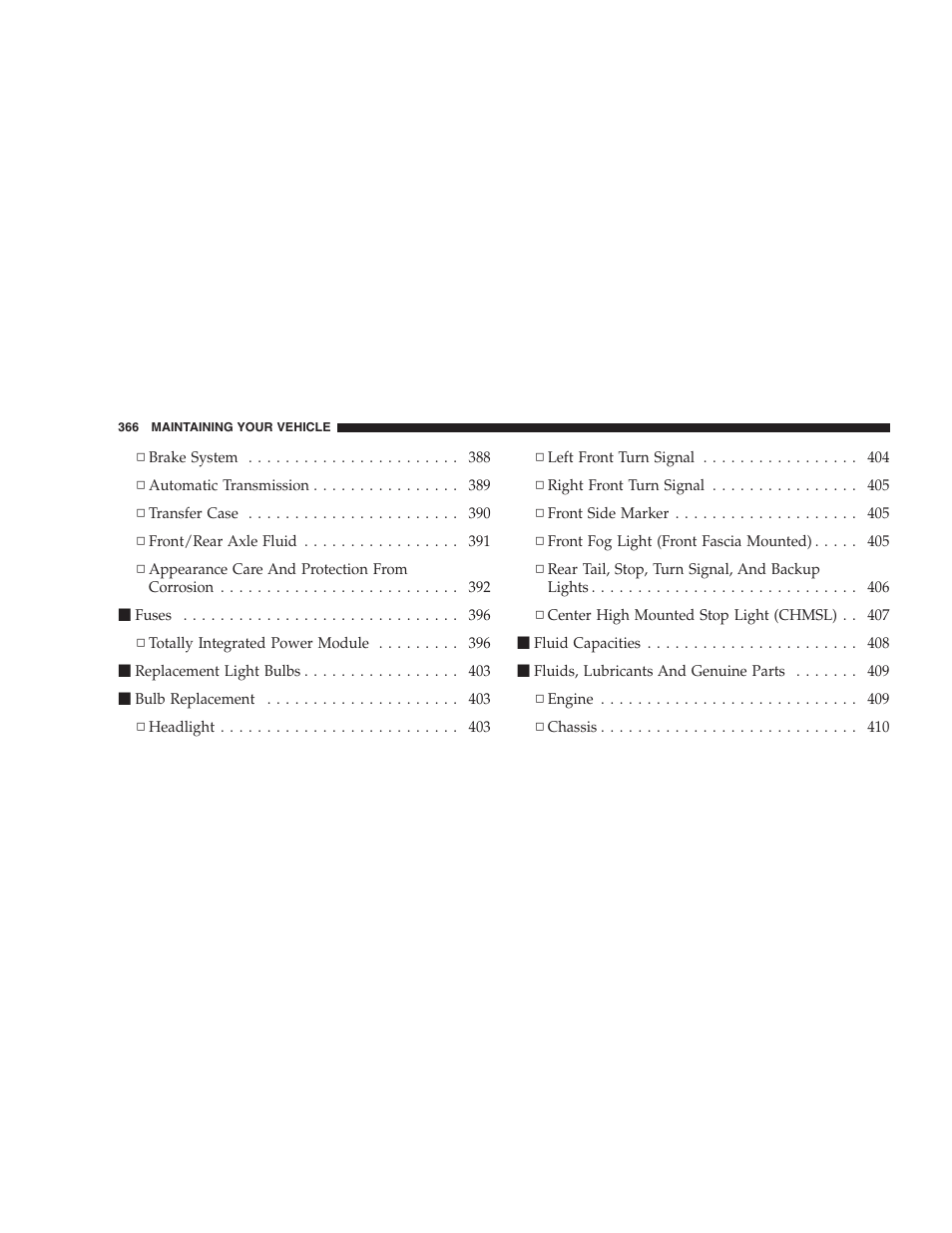 Replacement parts, Dealer service | Dodge 2009 Nitro User Manual | Page 368 / 459
