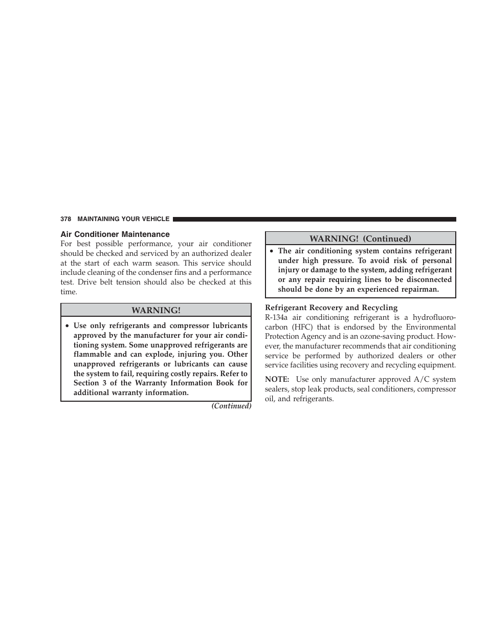 Air conditioner maintenance | Dodge 2009 Nitro User Manual | Page 380 / 459