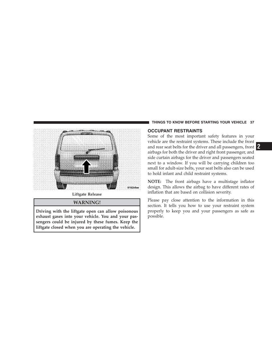 Occupant restraints | Dodge 2009 Nitro User Manual | Page 39 / 459