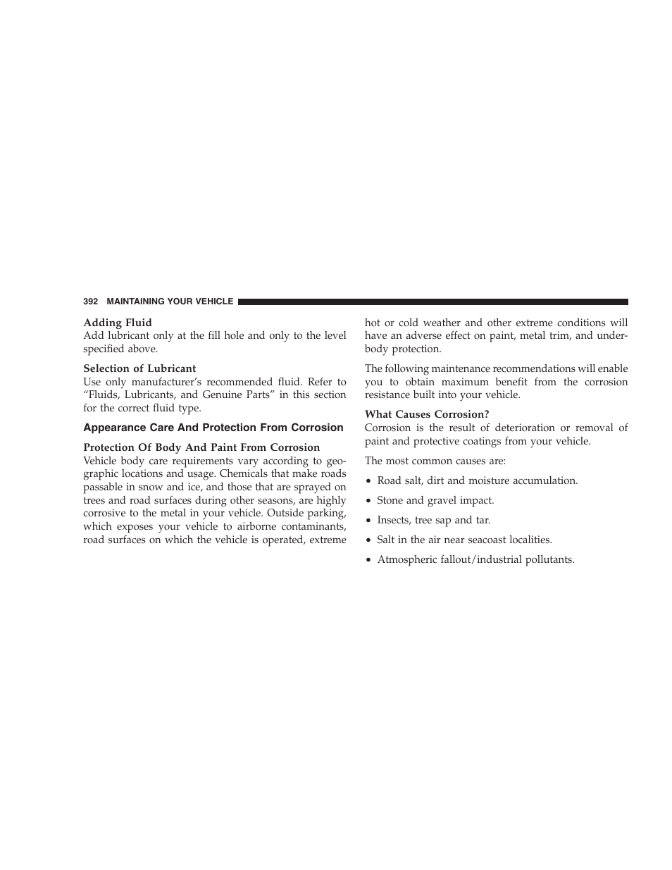 Appearance care and protection from corrosion | Dodge 2009 Nitro User Manual | Page 394 / 459