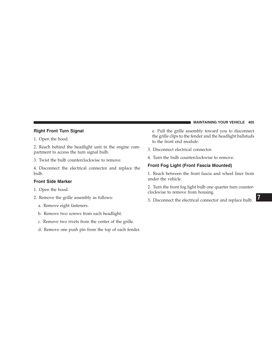 Right front turn signal, Front side marker, Front fog light (front fascia mounted) | Dodge 2009 Nitro User Manual | Page 407 / 459