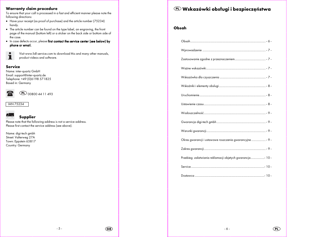 Wskazówki obsługi i bezpieczęństwa | Auriol 2-LD3372-1 User Manual | Page 4 / 9