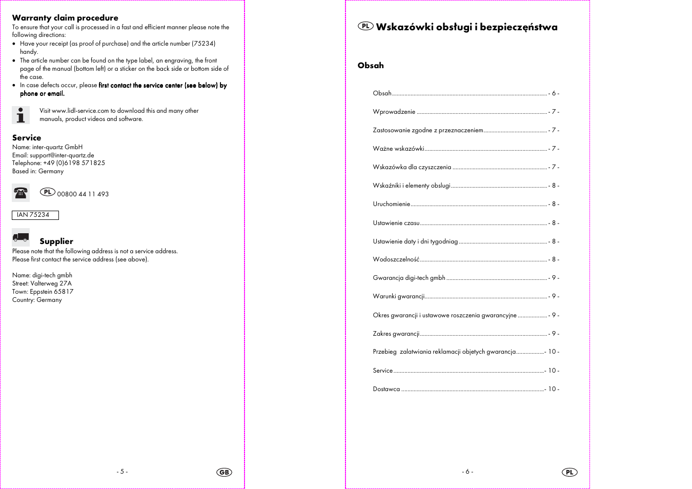 Wskazówki obsługi i bezpieczęństwa | Auriol 2-LD3372-2 User Manual | Page 4 / 9