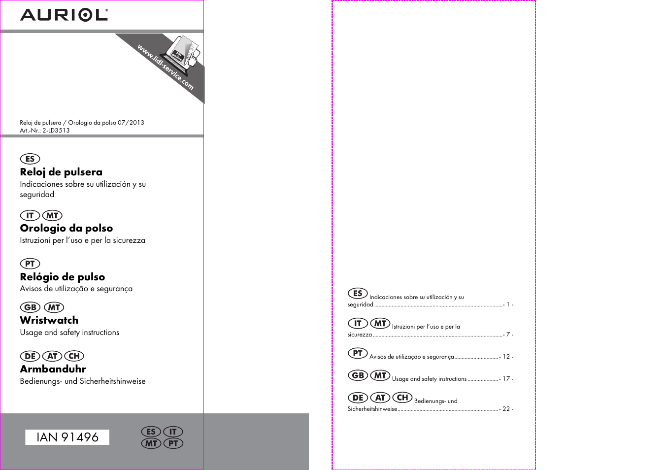 Auriol 2-LD3513 User Manual | 15 pages